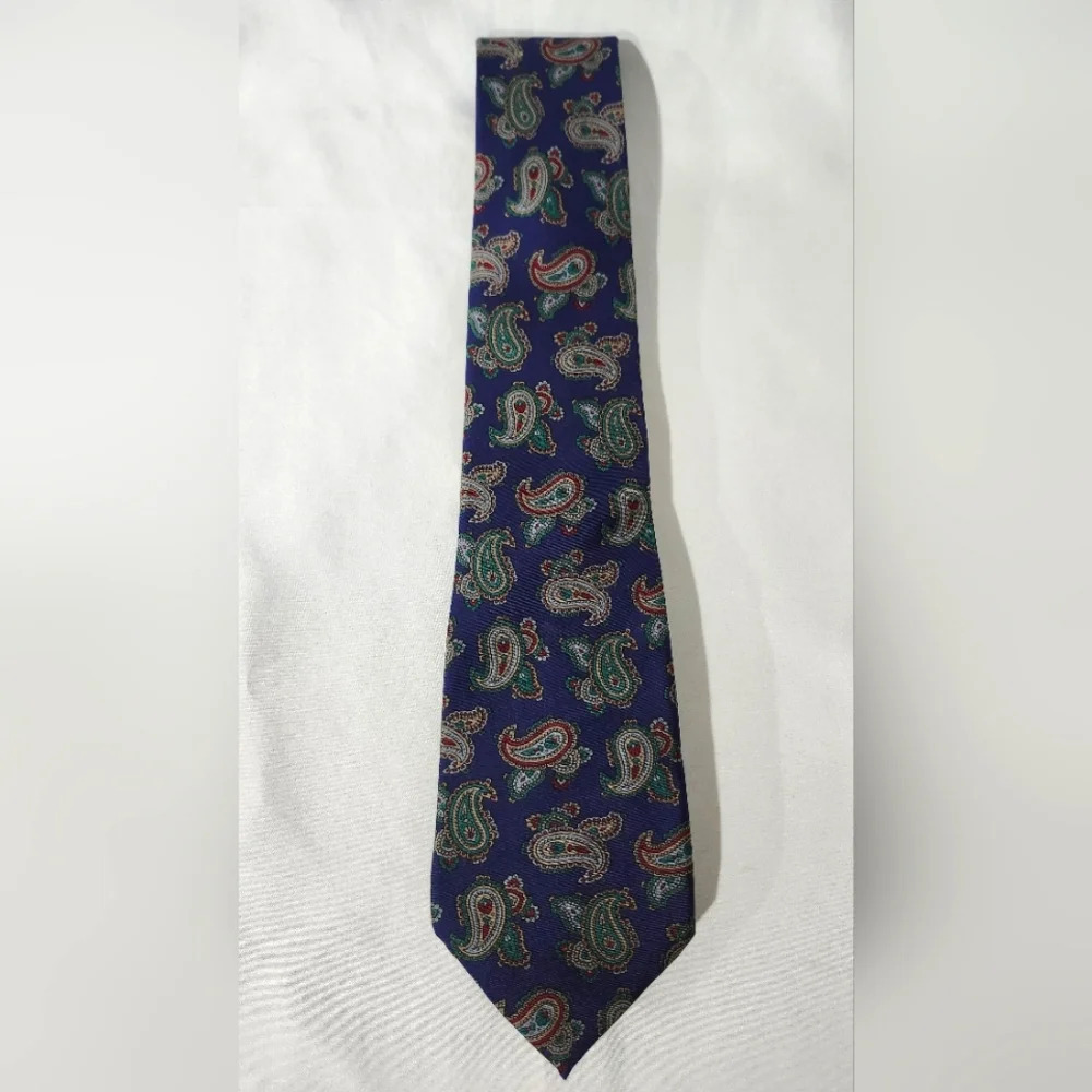 Oscar de la Renta Paisley Tie‎ Navy Preppy Classic Necktie Neckwear